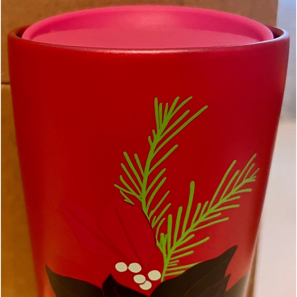 Starbucks 2021 Pink Poinsettia Double Wall 12oz Ceramic Coffee Mug